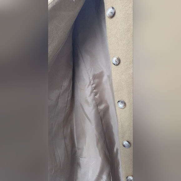 Levine Classic Vintage Sz 8 /M 100% Wool Tan Longline Coat/ Jacket Pockets - Picture 9 of 16